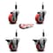 Service Caster 3.5'' Red Poly Wheel Swivel 7/8'' Expanding Stem Caster Set 2 Brakes, 4PK SCC-EX20S3514-PPUB-RED-2-PLB-2-78 - alternate 5